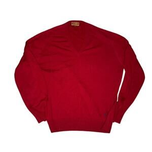 1970s Vintage Yves Saint Laurent YSL V-Neck Sweater Red